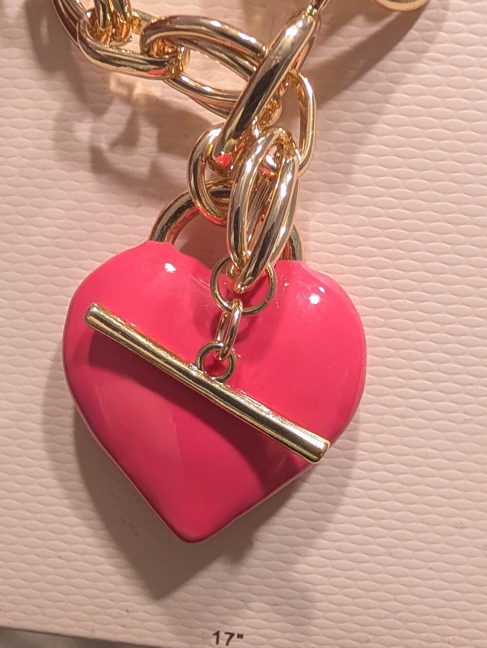 Camila Coelho Viral Gold Chain Heart Pendant Necklace - Pink